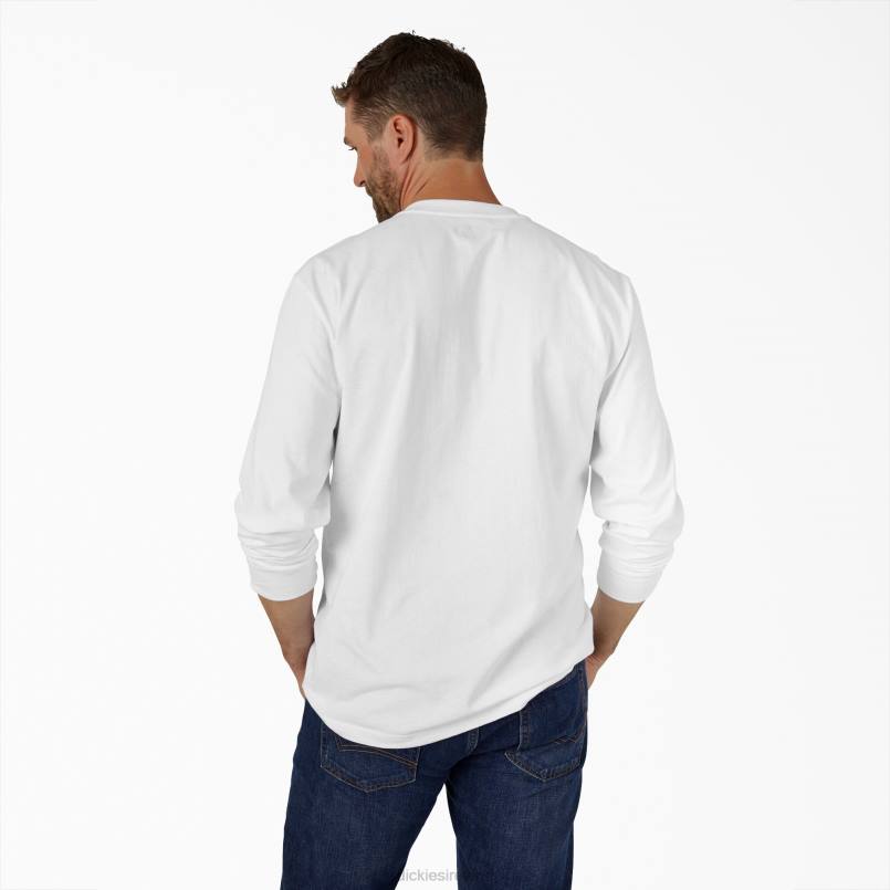 Dickies Men Long Sleeve Heavyweight Henley T-Shirt White (WH) N80J700 Apparel