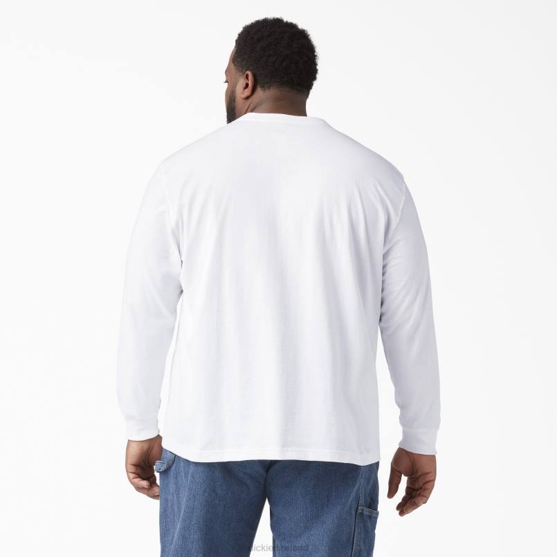 Dickies Men Long Sleeve Heavyweight Henley T-Shirt White (WH) N80J700 Apparel