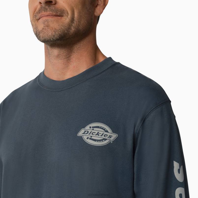 Dickies Men Long Sleeve Heavyweight Logo T-Shirt Airforce Blue (AF) N80J867 Apparel