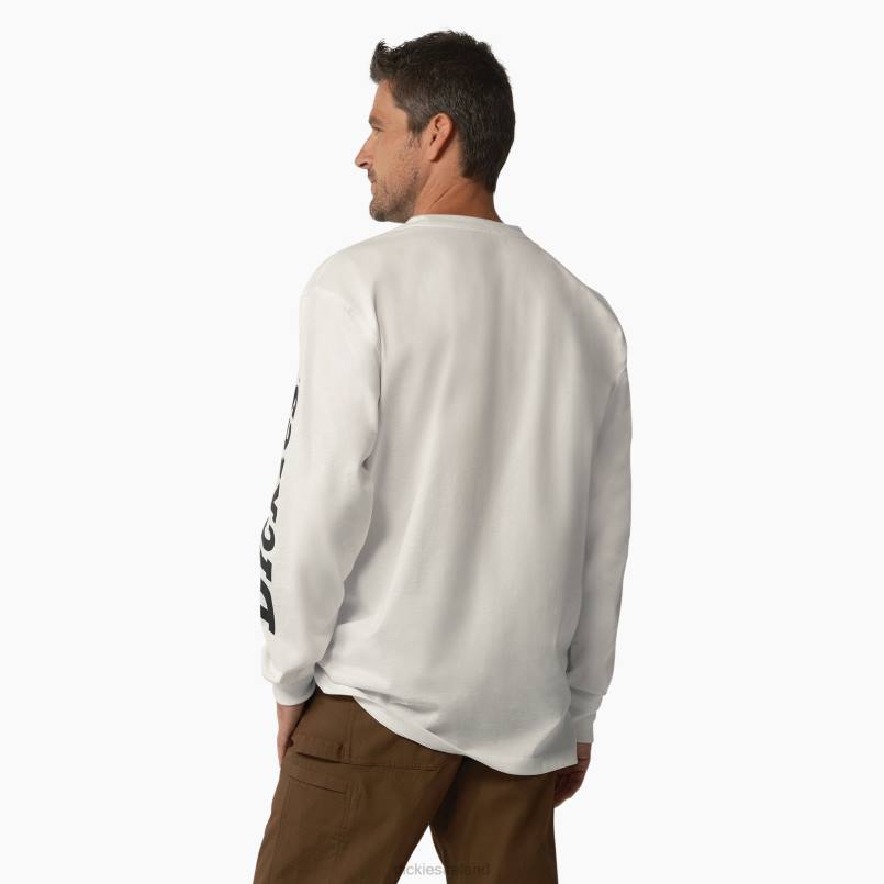 Dickies Men Long Sleeve Heavyweight Logo T-Shirt White (WH) N80J872 Apparel