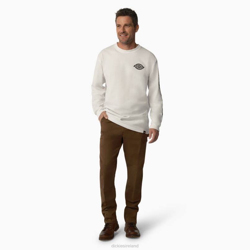 Dickies Men Long Sleeve Heavyweight Logo T-Shirt White (WH) N80J872 Apparel