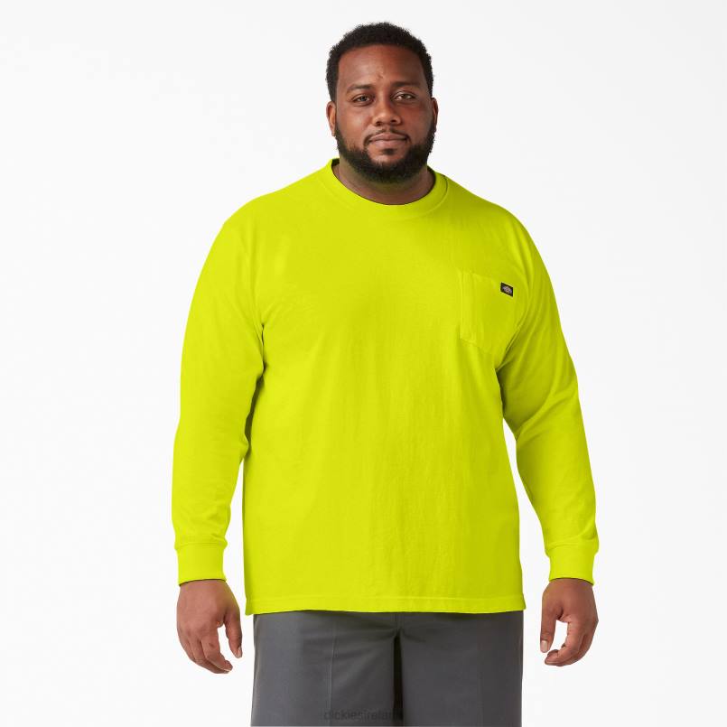 Dickies Men Long Sleeve Heavyweight Neon T-Shirt Bright Yellow (BWD) N80J669 Apparel