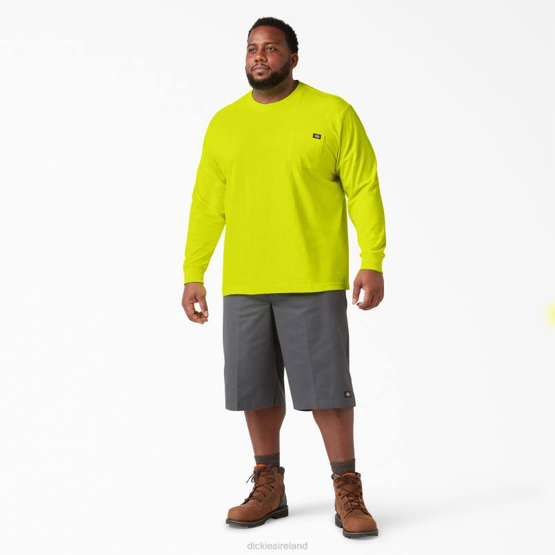 Dickies Men Long Sleeve Heavyweight Neon T-Shirt Bright Yellow (BWD) N80J669 Apparel