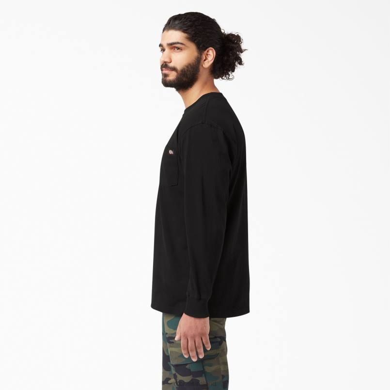 Dickies Men Long Sleeve Heavyweight T-Shirt Black (BK) N80J601 Apparel