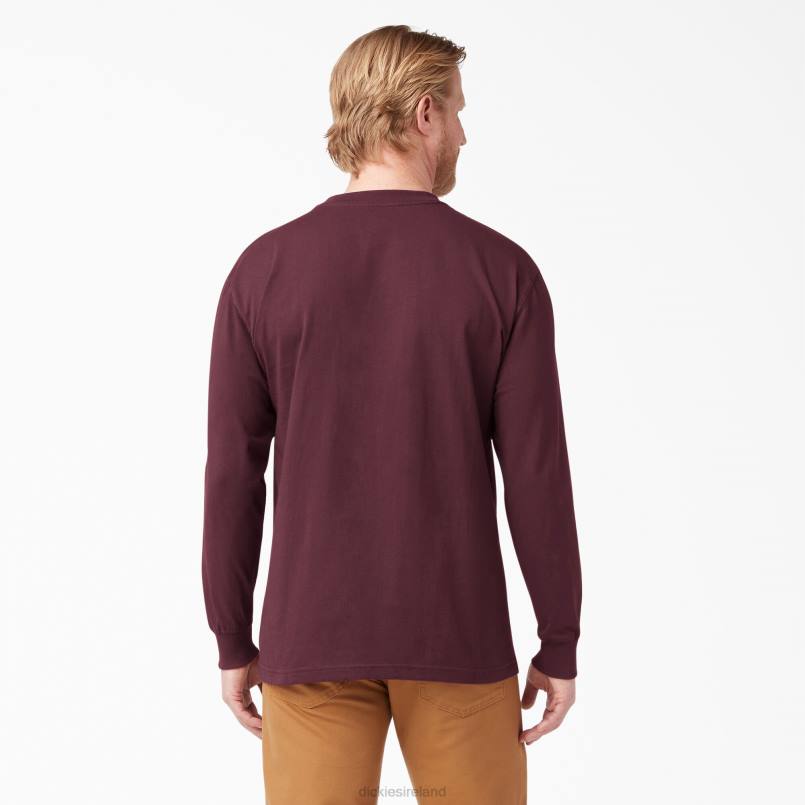 Dickies Men Long Sleeve Heavyweight T-Shirt Burgundy (BY) N80J602 Apparel