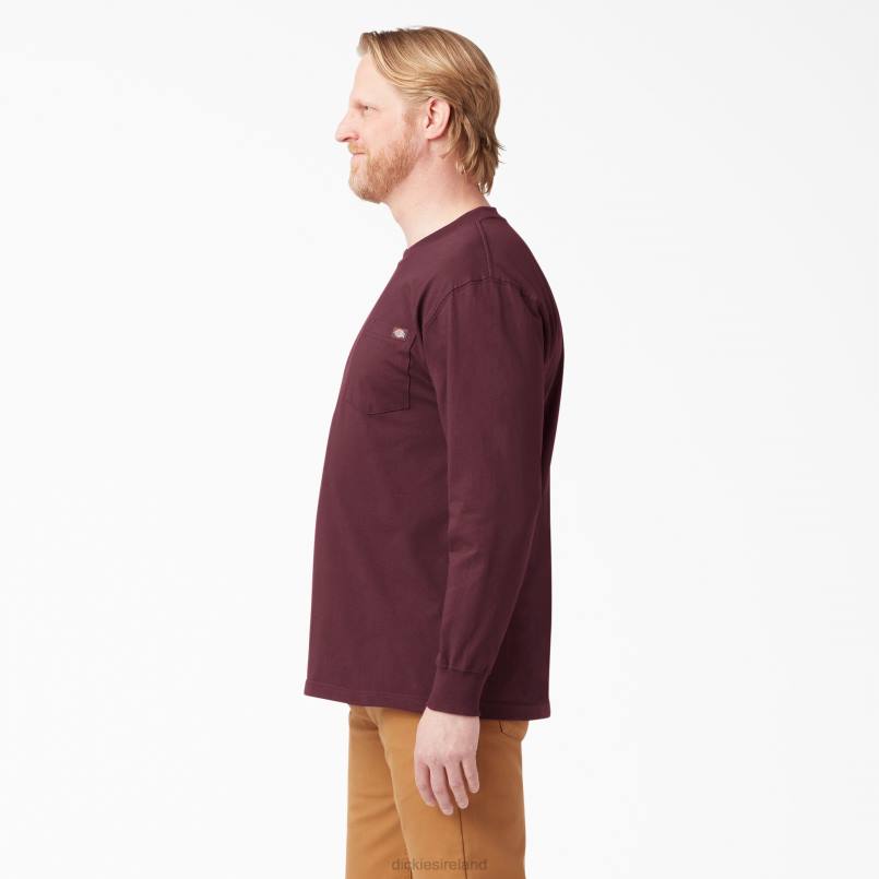 Dickies Men Long Sleeve Heavyweight T-Shirt Burgundy (BY) N80J602 Apparel