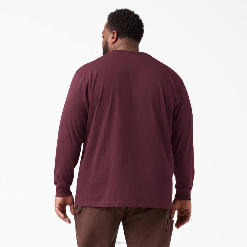 Dickies Men Long Sleeve Heavyweight T-Shirt Burgundy (BY) N80J602 Apparel