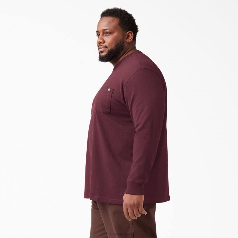 Dickies Men Long Sleeve Heavyweight T-Shirt Burgundy (BY) N80J602 Apparel