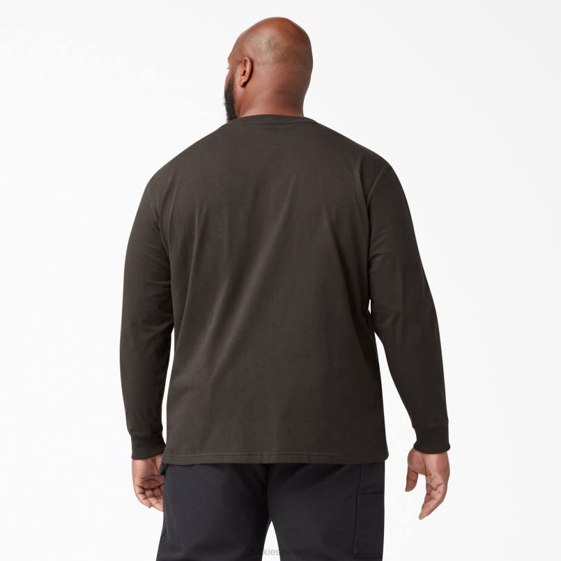 Dickies Men Long Sleeve Heavyweight T-Shirt Chocolate Brown (CB) N80J603 Apparel