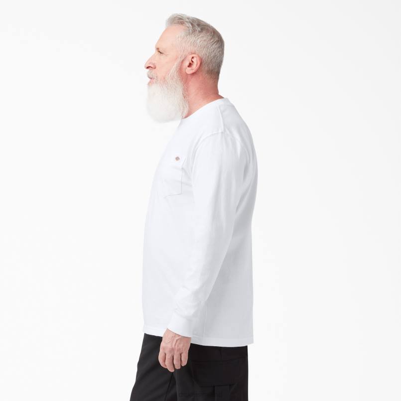 Dickies Men Long Sleeve Heavyweight T-Shirt White (WH) N80J613 Apparel