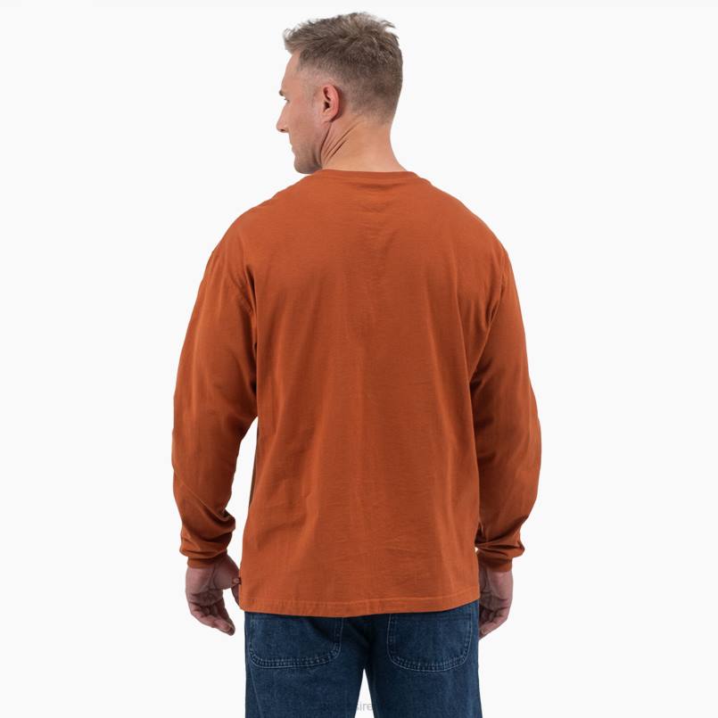 Dickies Men Long Sleeve Henley T-Shirt Gingerbread Brown (IE) N80J807 Apparel