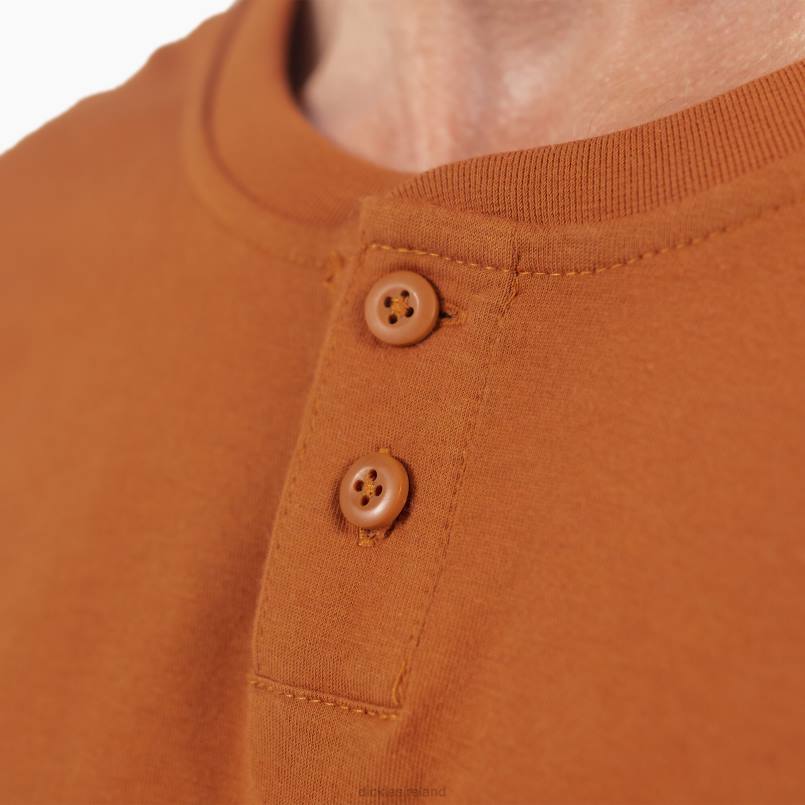 Dickies Men Long Sleeve Henley T-Shirt Gingerbread Brown (IE) N80J807 Apparel