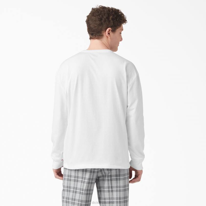 Dickies Men Long Sleeve Henley T-Shirt White (WH) N80J810 Apparel