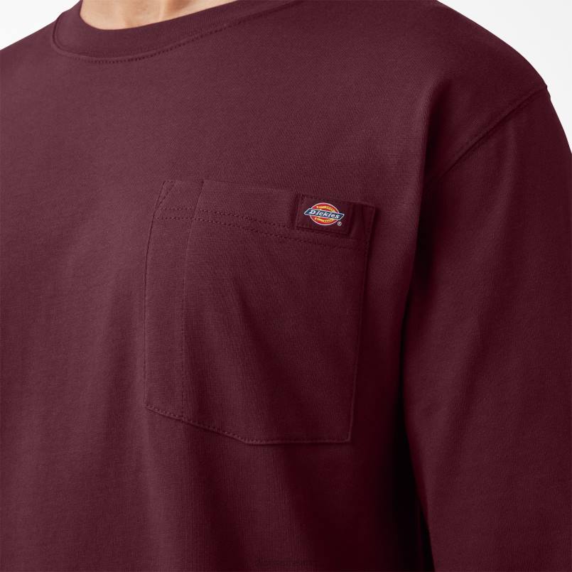 Dickies Men Long Sleeve Logo Graphic T-Shirt Burgundy (BY) N80J889 Apparel