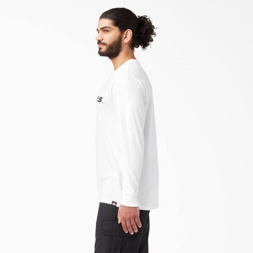 Dickies Men Long Sleeve Regular Fit Icon Graphic T-Shirt White (AWH) N80J948 Apparel