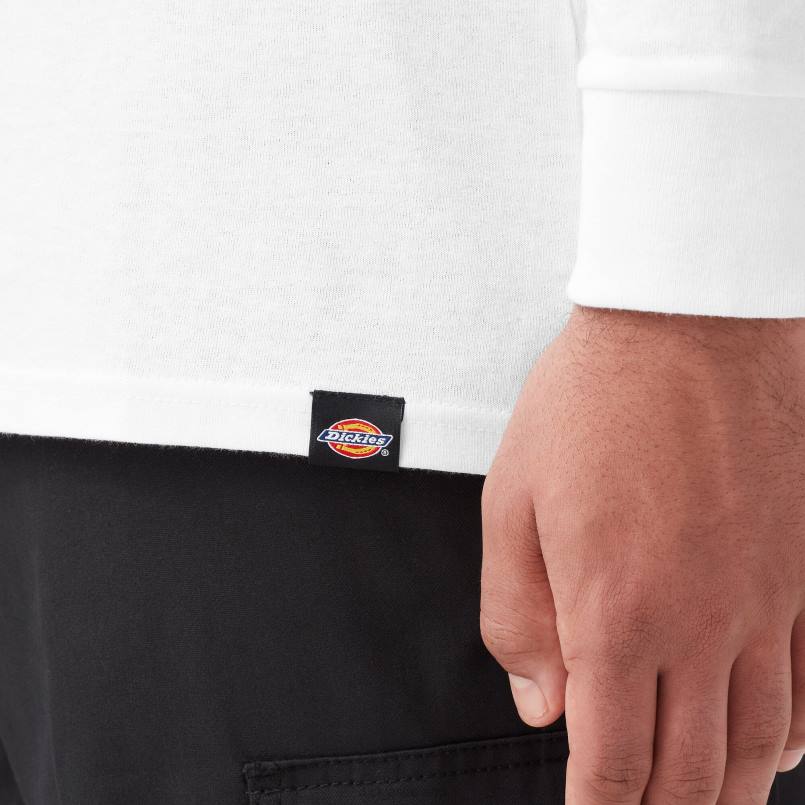 Dickies Men Long Sleeve Regular Fit Icon Graphic T-Shirt White (AWH) N80J948 Apparel