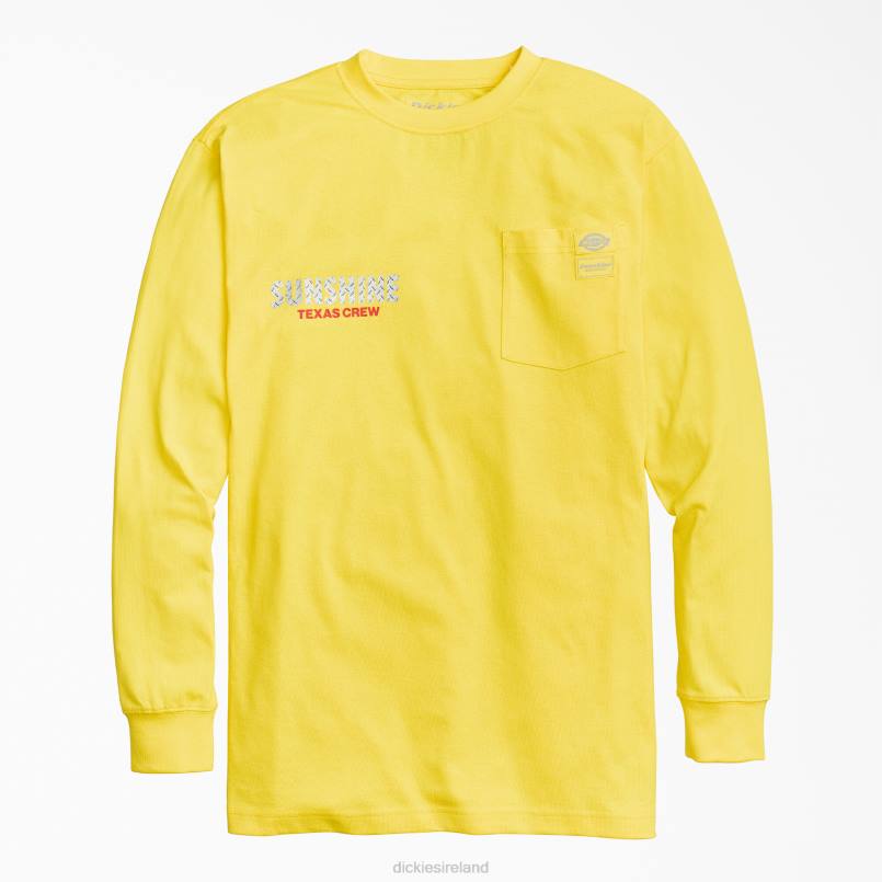 Dickies Men New York Sunshine It's True What They Say Long Sleeve T-Shirt Yellow (DN1) N80J928 Apparel