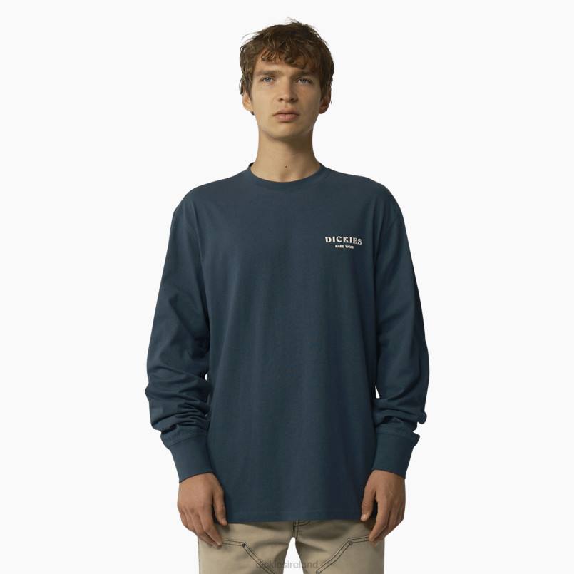 Dickies Men Oatfield Long Sleeve T-Shirt Airforce Blue (AF) N80J804 Apparel