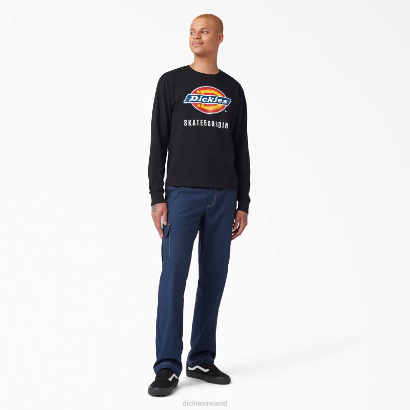 Dickies Men Skateboarding Logo Graphic Long Sleeve T-Shirt Black (KBK) N80J884 Apparel