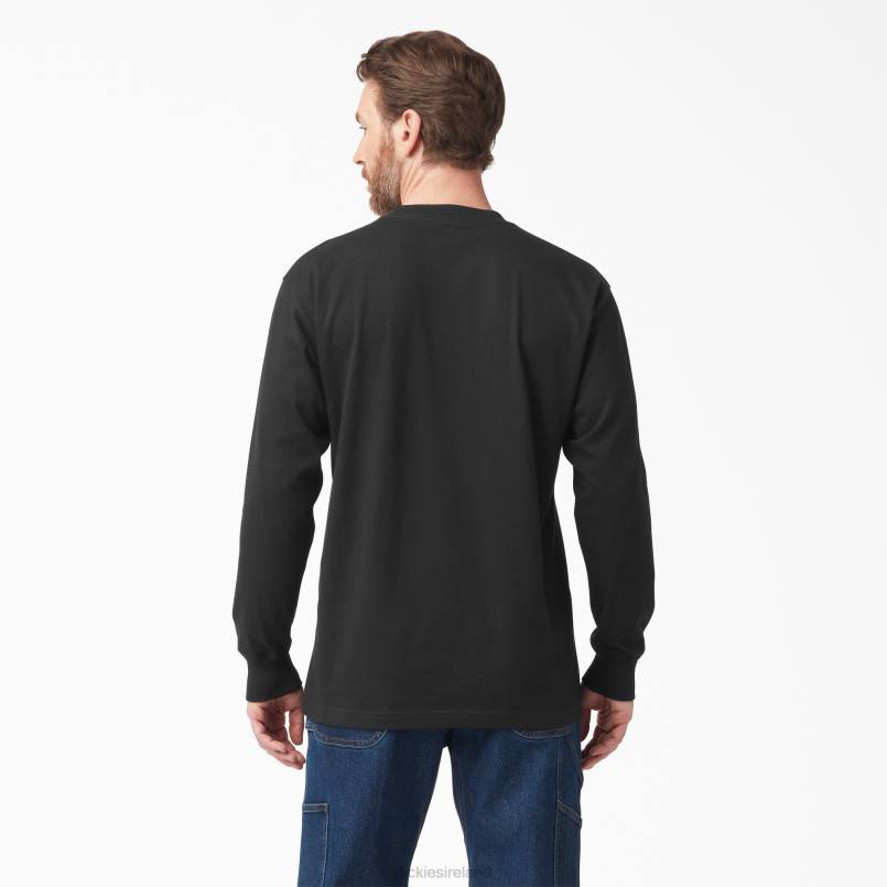 Dickies Men Tri-Color Logo Graphic Long Sleeve T-Shirt Black (KBK) N80J829 Apparel