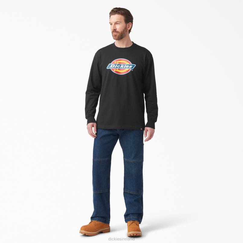 Dickies Men Tri-Color Logo Graphic Long Sleeve T-Shirt Black (KBK) N80J829 Apparel