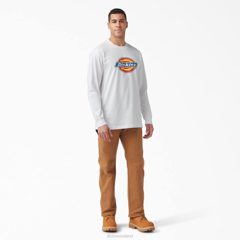 Dickies Men Tri-Color Logo Graphic Long Sleeve T-Shirt White (WH) N80J830 Apparel