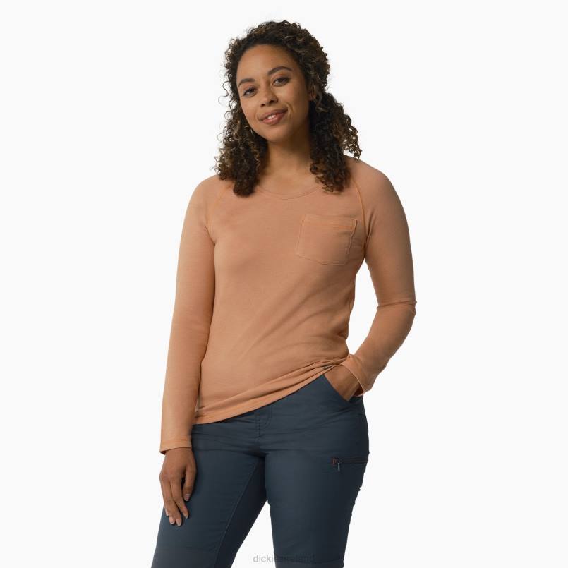 Dickies Women Cooling Long Sleeve T-Shirt Cork Single Dye Heather (C2K) N80J1630 Apparel