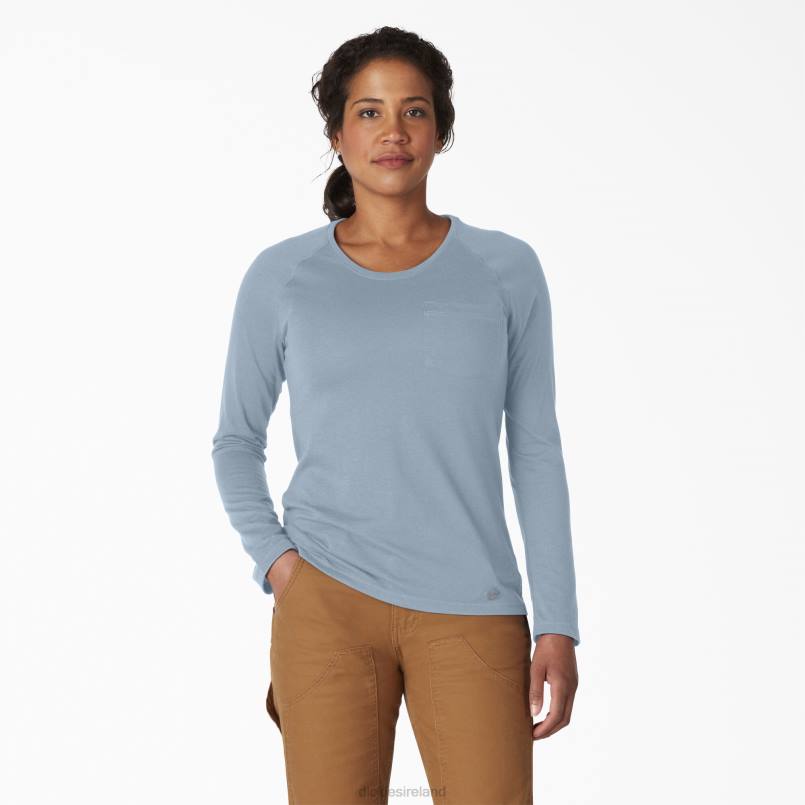 Dickies Women Cooling Long Sleeve T-Shirt Fog Blue (FE) N80J1633 Apparel
