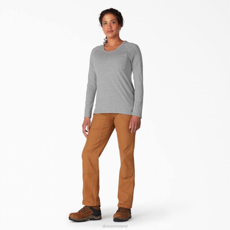 Dickies Women Cooling Long Sleeve T-Shirt Heather Gray (HG) N80J1635 Apparel