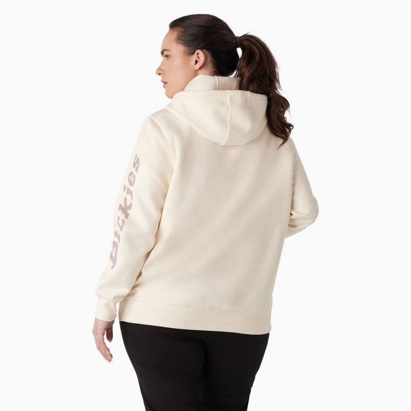 Dickies Women Plus Heavyweight Logo Sleeve Pullover Antique White (AW) N80J2341 Apparel