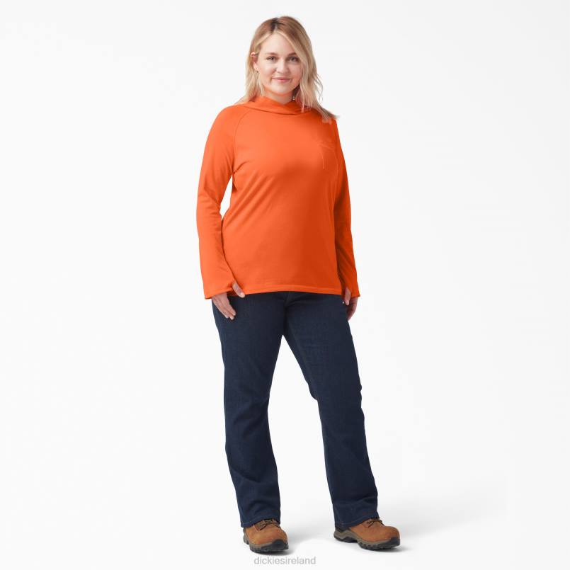 Dickies Women Plus Cooling Performance Sun Shirt Bright Orange (BOD) N80J1641 Apparel