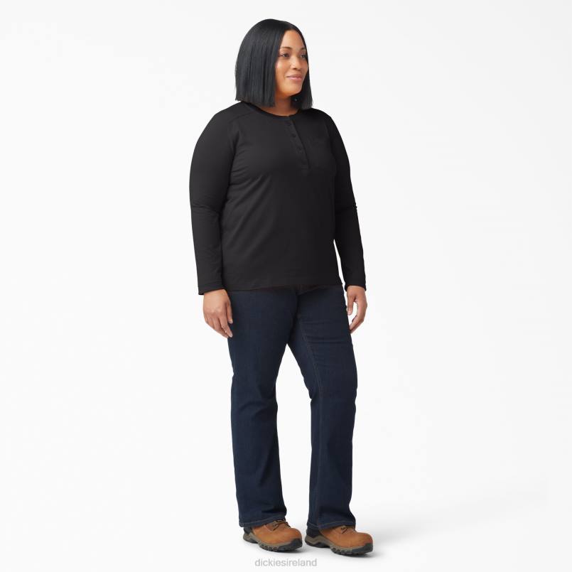 Dickies Women Plus Heavyweight Henley Black (KBK) N80J2154 Apparel