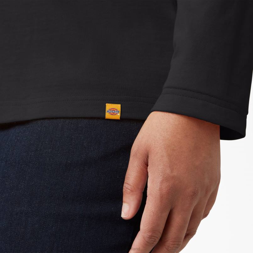 Dickies Women Plus Heavyweight Henley Black (KBK) N80J2154 Apparel