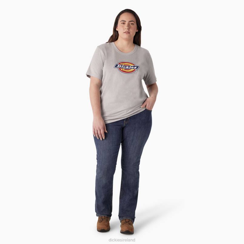 Dickies Women Plus Heavyweight Logo T-Shirt Heather Gray (H2) N80J2144 Apparel