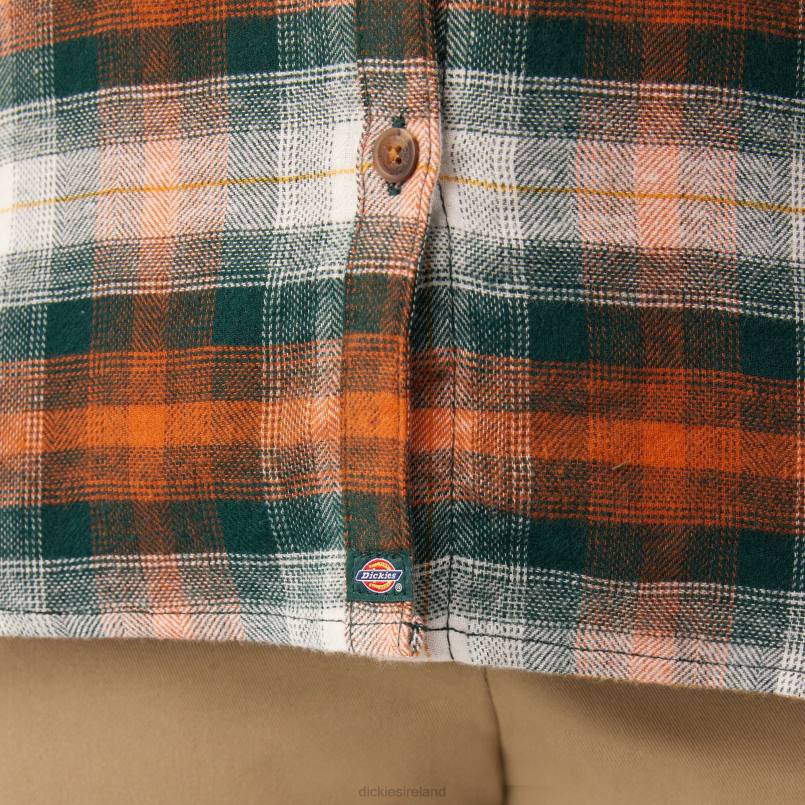 Dickies Women Plus Long Sleeve Plaid Flannel Shirt Forest/Copper Ombre Plaid (C1T) N80J2209 Apparel