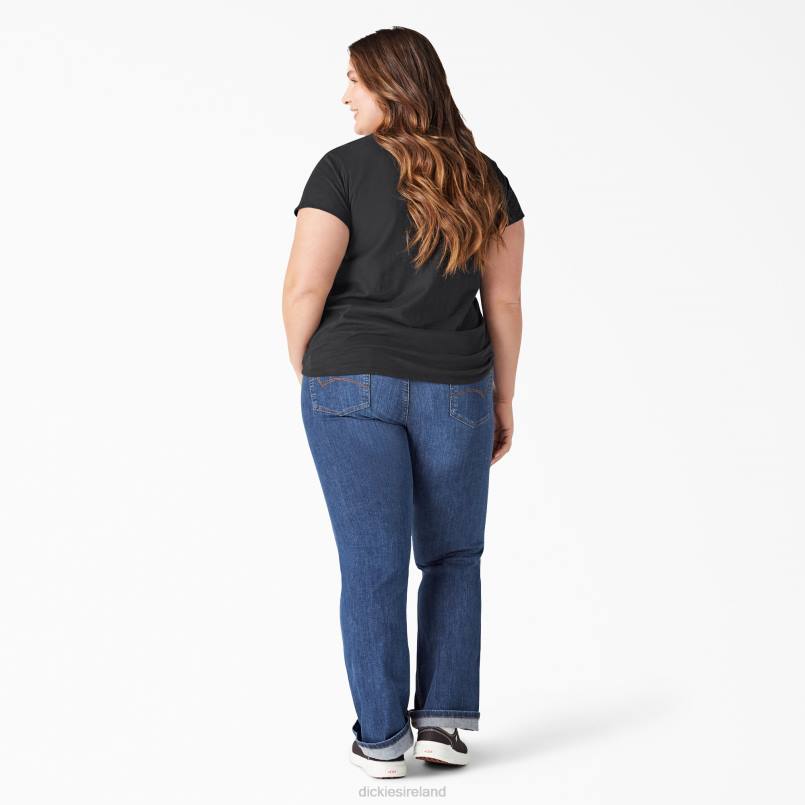 Dickies Women Plus Short Sleeve V-Neck T-Shirt Black (KBK) N80J2039 Apparel