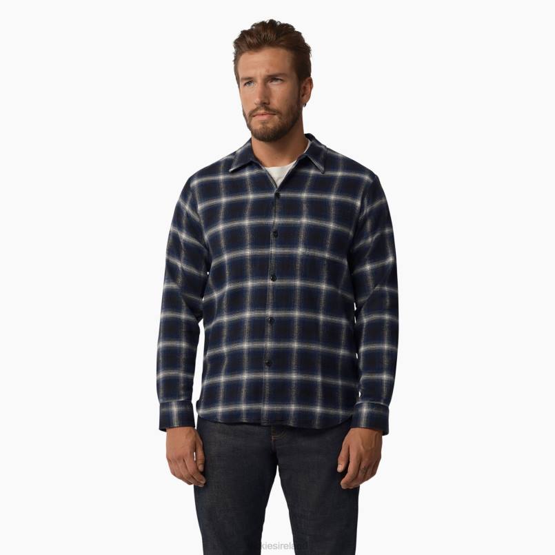Dickies Men 1922 Long Sleeve Shirt Blue Plaid (BP) N80J932 Apparel