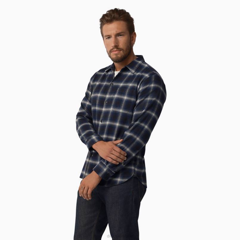 Dickies Men 1922 Long Sleeve Shirt Blue Plaid (BP) N80J932 Apparel