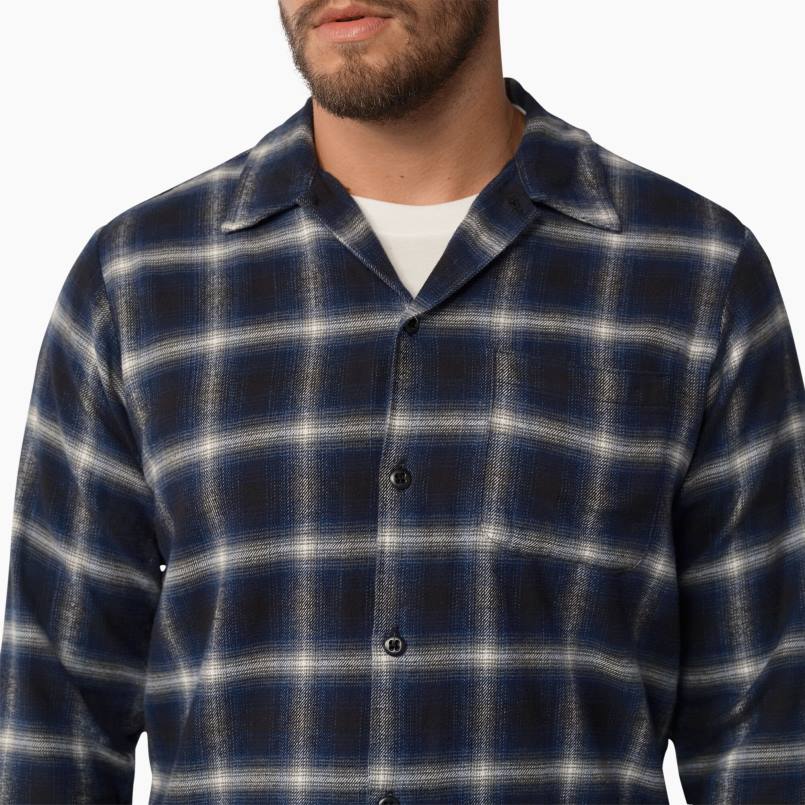 Dickies Men 1922 Long Sleeve Shirt Blue Plaid (BP) N80J932 Apparel