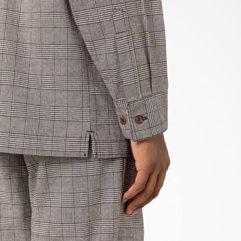 Dickies Men Bakerhill Long Sleeve Shirt Brown Plaid (BP3) N80J941 Apparel