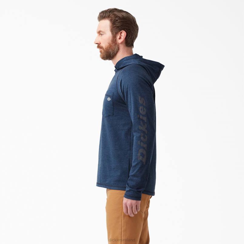 Dickies Men Cooling Performance Sun Shirt Dark Navy Heather (DNH) N80J654 Apparel
