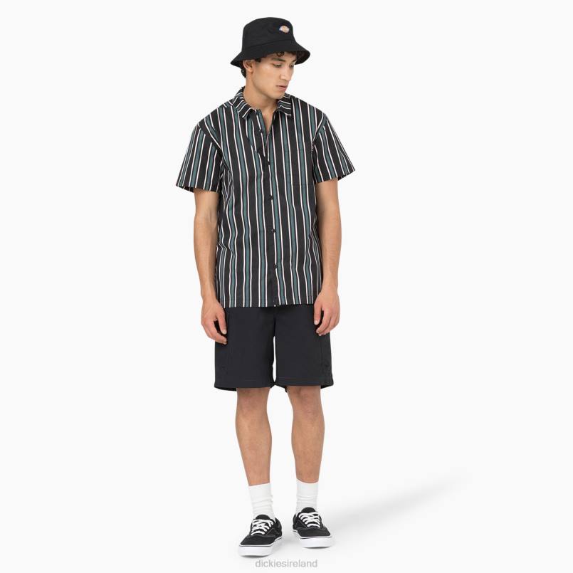Dickies Men Skateboarding Cooling Relaxed Fit Shirt Lincoln Green/Black Stripe (NBS) N80J825 Apparel