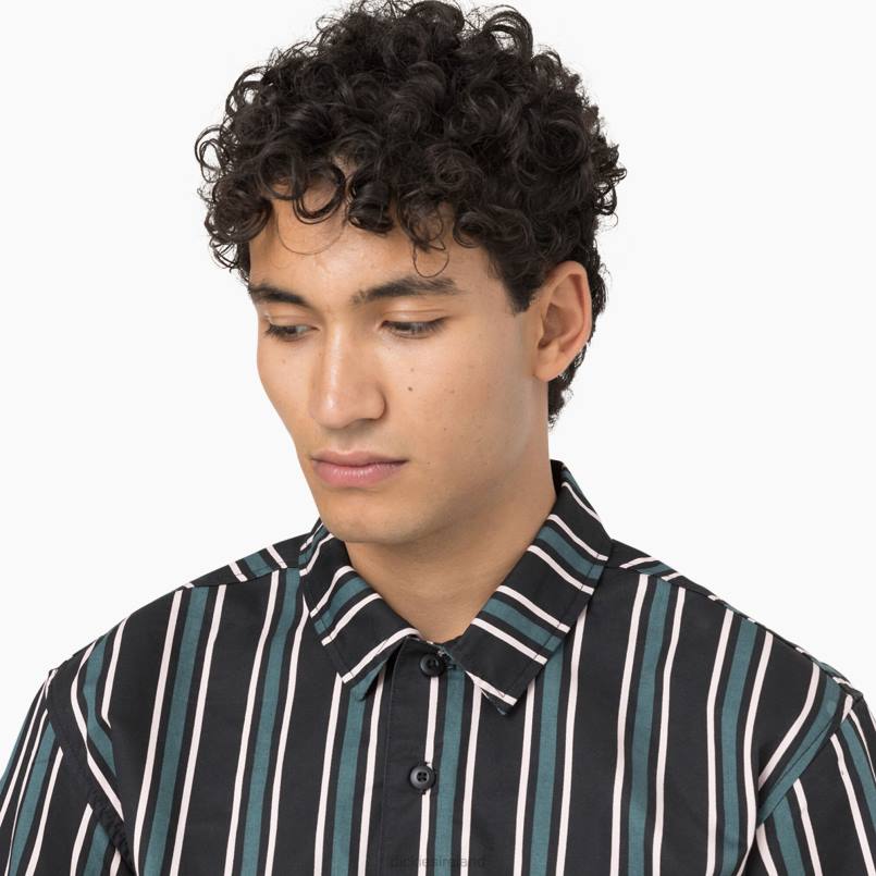 Dickies Men Skateboarding Cooling Relaxed Fit Shirt Lincoln Green/Black Stripe (NBS) N80J825 Apparel