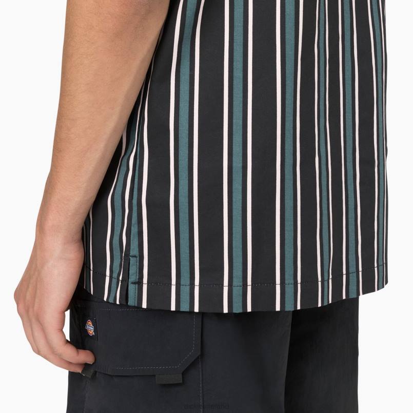 Dickies Men Skateboarding Cooling Relaxed Fit Shirt Lincoln Green/Black Stripe (NBS) N80J825 Apparel