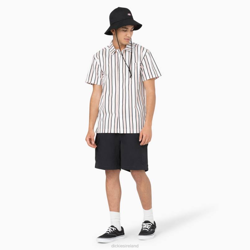Dickies Men Skateboarding Cooling Relaxed Fit Shirt White/Lotus/Black Stripe (WUS) N80J826 Apparel