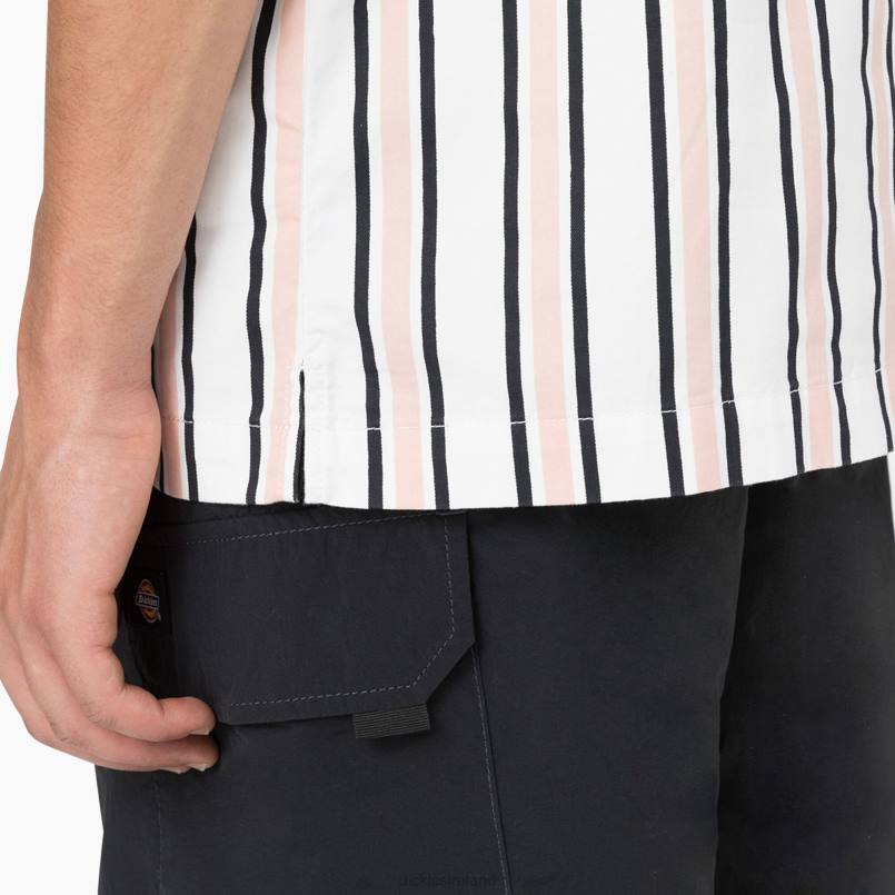 Dickies Men Skateboarding Cooling Relaxed Fit Shirt White/Lotus/Black Stripe (WUS) N80J826 Apparel
