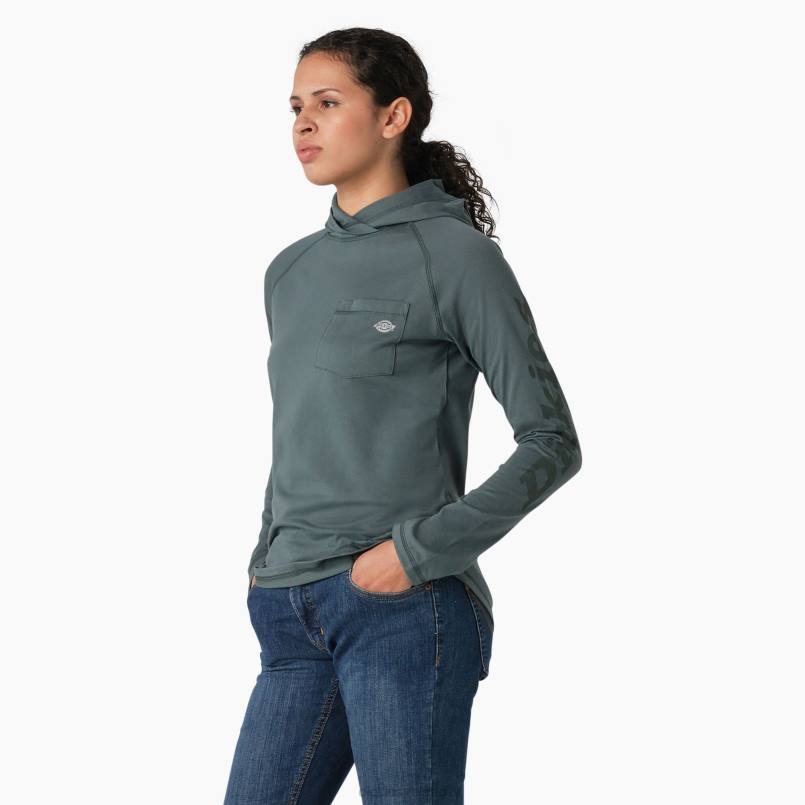 Dickies Women Cooling Performance Sun Shirt Lincoln Green (LN) N80J1665 Apparel