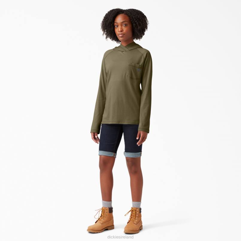 Dickies Women Cooling Performance Sun Shirt Military Green Heather (MLD) N80J1666 Apparel