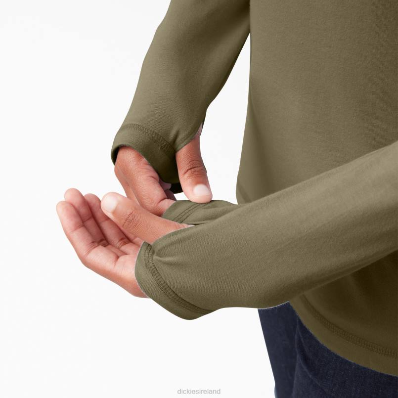 Dickies Women Cooling Performance Sun Shirt Military Green Heather (MLD) N80J1666 Apparel