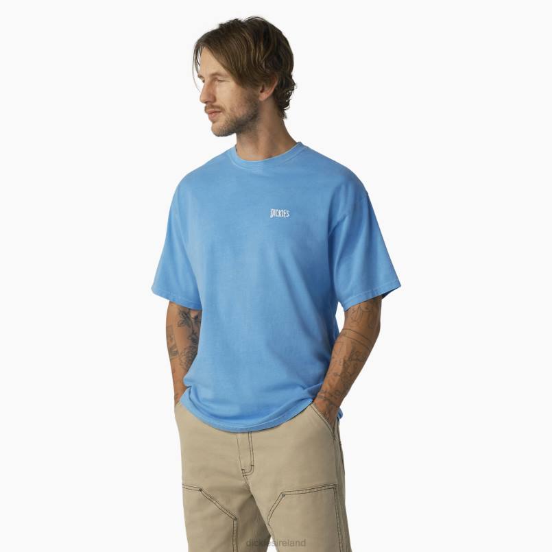 Dickies Men Bandon Short Sleeve T-Shirt Azure Blue Pigment Wash (AWG) N80J788 Apparel